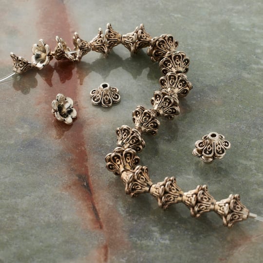 12 Packs: 34 ct. (408 total) Silver Metal Cap-Shaped Beads, 9mm by Bead Landing™